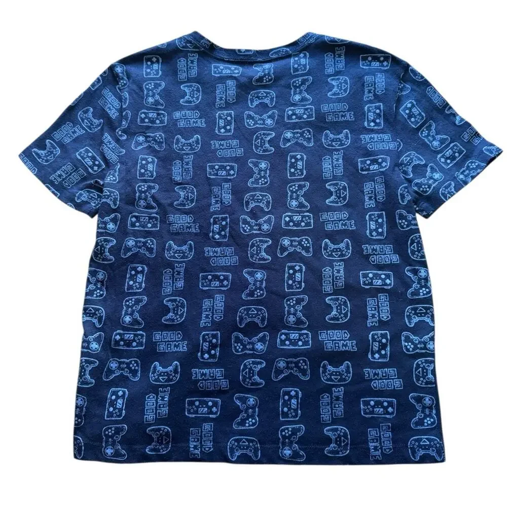 Old Navy Boys Youth Sz Medium 8‎ Blue T Shirt Gammer Casual Relaxed Short Sleeve